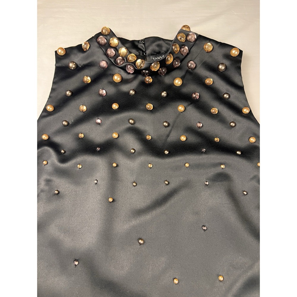 Whimsigoth Tanvi Kedia Black Embellished Beaded Dress Sleeveless Cocktail XL